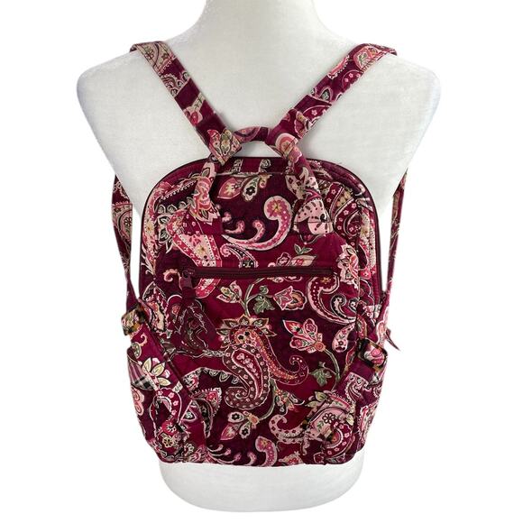 Vera Bradley Backpack Piccadilly Plum Paisley Plaid - Picture 4 of 9